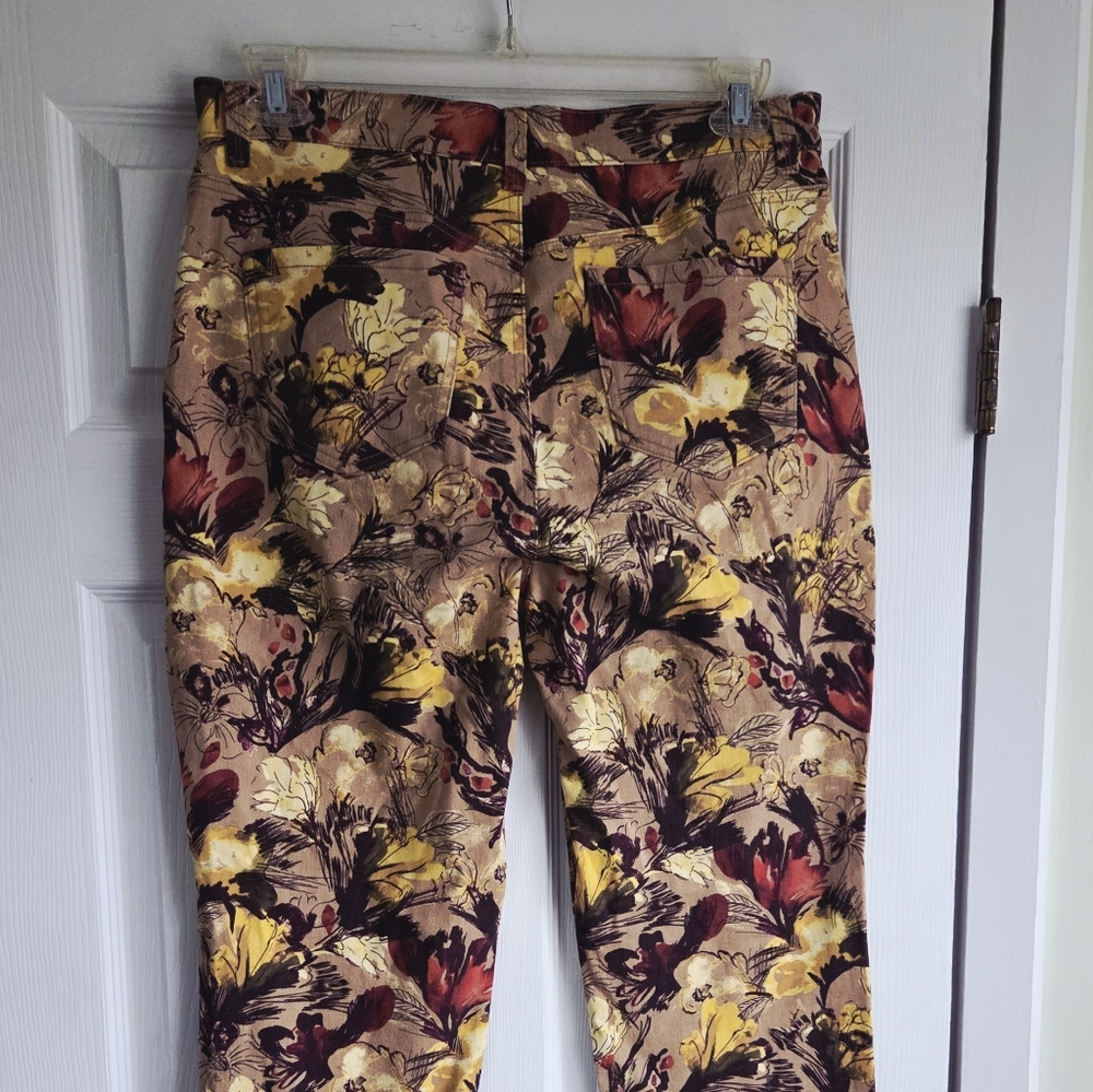 Gloria Vanderbilt High Rise Floral Print Jeans in Mustard, Brown & Red - Picture 12 of 13